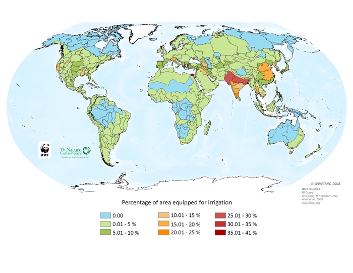 Area equipped for irrigation